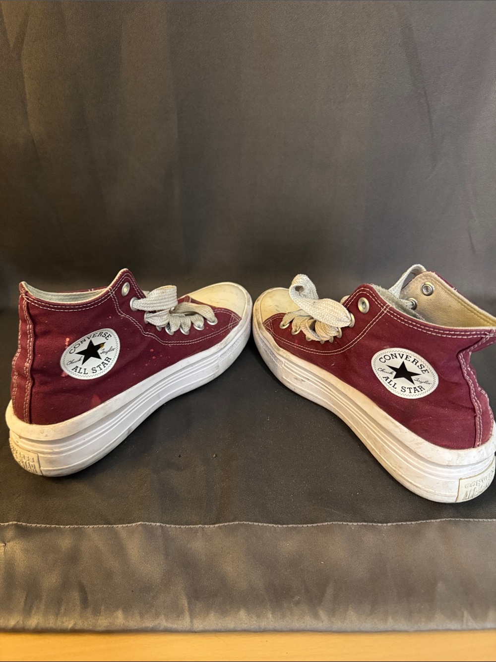 Converse Kids Burgundy High-Top Canvas Sneakers with White Laces - Picture 3 of 4